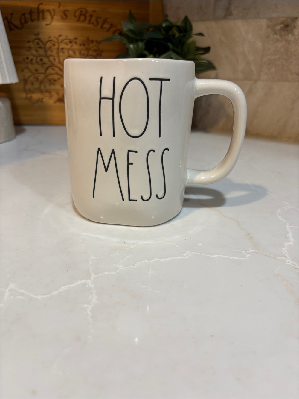 Rae Dunn White "HOT MESS" Ceramic Coffee Mug - Casual Home Dining 18 Ounce